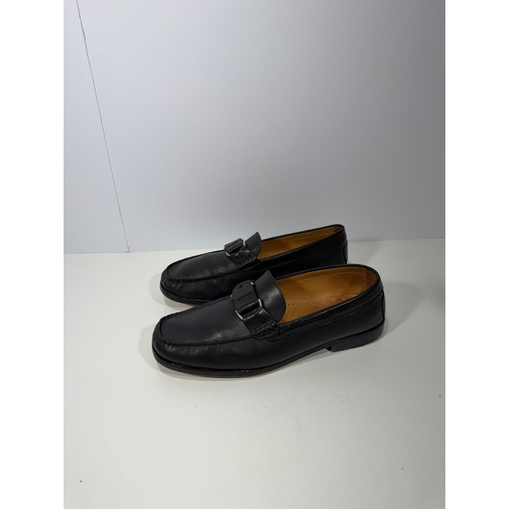 Tasso Elba Mens Black Leather Bit Loafers Made in Italy Size 11 Square Moc Toe
